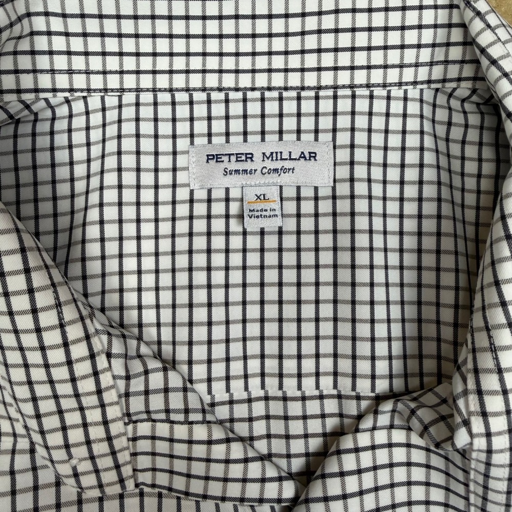Peter Millar Summer Comfort Mens XL Black White Micro Check Performance Shirt - Picture 6 of 8